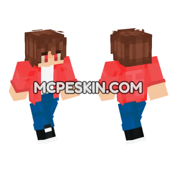 Joel Red Jacket Minecraft Bedrock skin, front and back