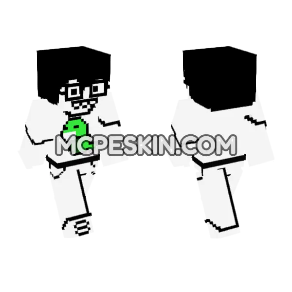 John Egbert Homestuck Minecraft Bedrock skin, front and back