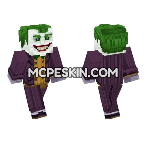 Joker Arkham Series Skin Minecraft Bedrock skin, front and back