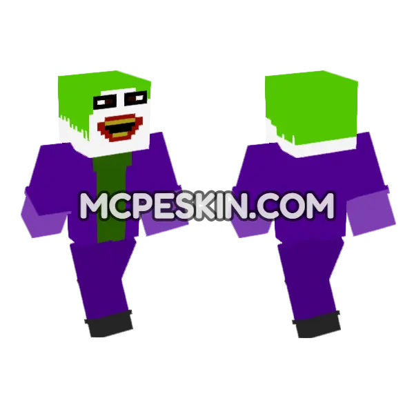 Joker The Clown Minecraft Bedrock skin, front and back