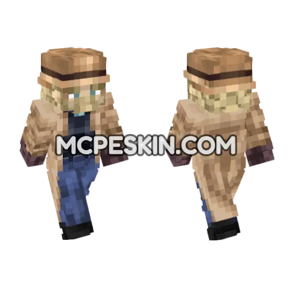 Joseph Joestar OVA Minecraft Bedrock skin, front and back