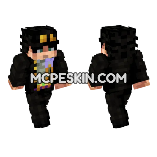 Jotaro Kujo Minecraft Bedrock skin, front and back