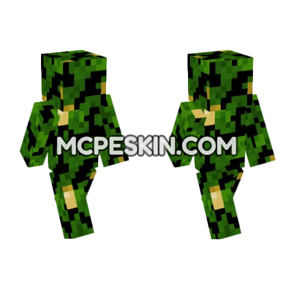 Jungle Leaves Minecraft Bedrock skin, front and back