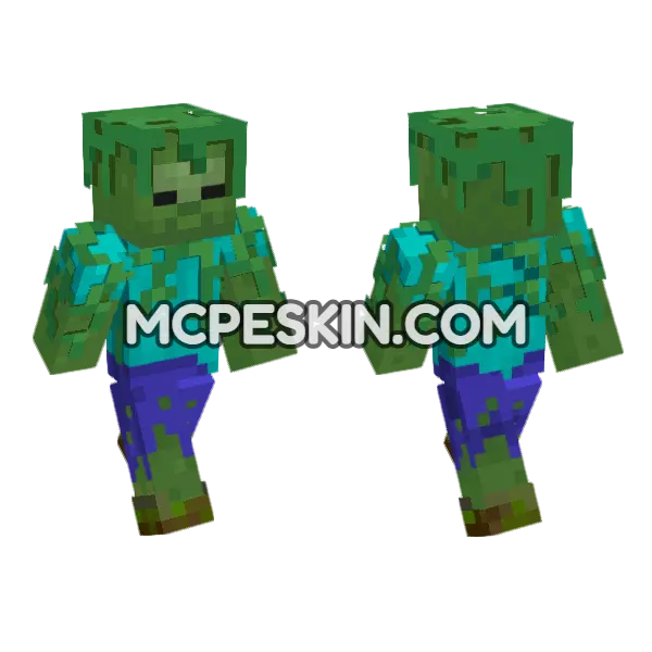 Jungle Zombie Minecraft Bedrock skin, front and back