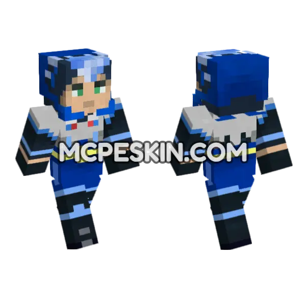 Juno Blue Outfit Minecraft Bedrock skin, front and back