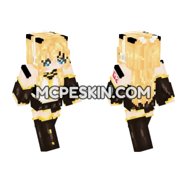 Kagamine Rin Future Style Minecraft Bedrock skin, front and back