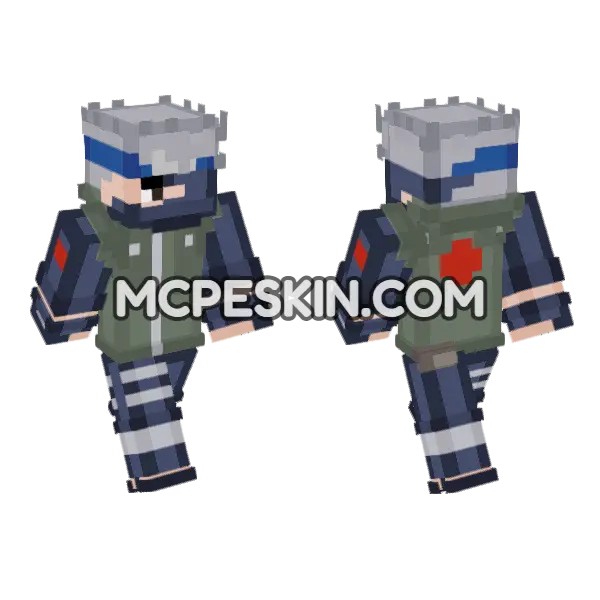Kakashi Hatake Minecraft Bedrock skin, front and back