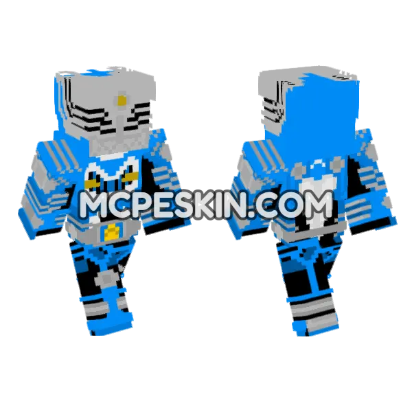 Kamen Rider Abyss Minecraft Bedrock skin, front and back
