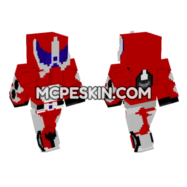 Kamen Rider Accel Red Minecraft Bedrock skin, front and back