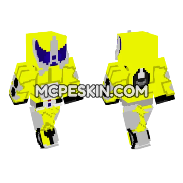 Kamen Rider Accel Yellow Signal Minecraft Bedrock skin, front and back