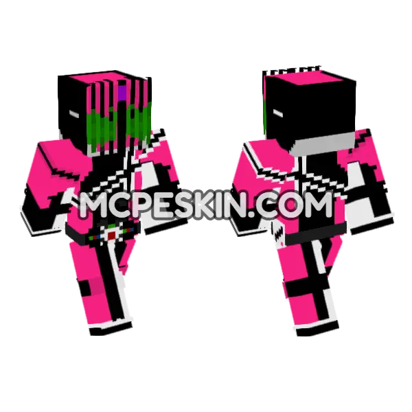 Kamen Rider Decade Violent Emotion Minecraft Bedrock skin, front and back