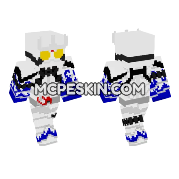 Kamen Rider Eternal Blue Flare Minecraft Bedrock skin, front and back