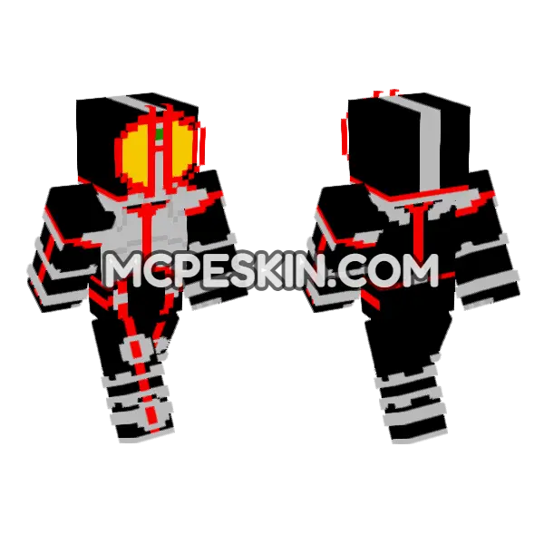 Kamen Rider Faiz Minecraft Bedrock skin, front and back