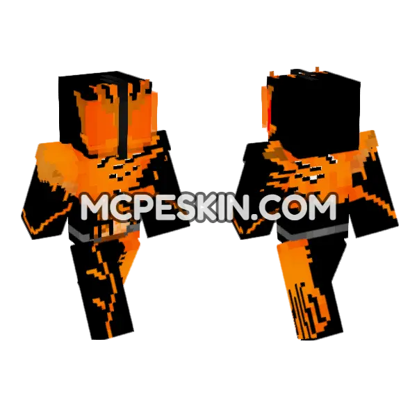 Kamen Rider Falchion Eternal Phoenix Minecraft Bedrock skin, front and back