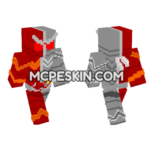 Kamen Rider Heatmetal Minecraft Bedrock skin, front and back