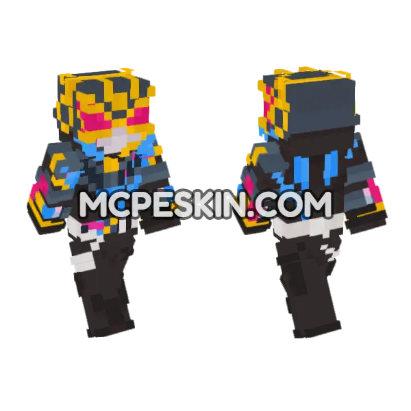 Kamen Rider Neon Minecraft Bedrock skin, front and back
