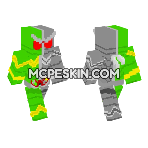 Kamen Rider W CycloneMetal Minecraft Bedrock skin, front and back