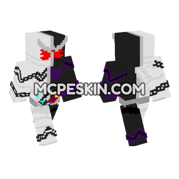 Kamen Rider W Fang Joker Minecraft Bedrock skin, front and back