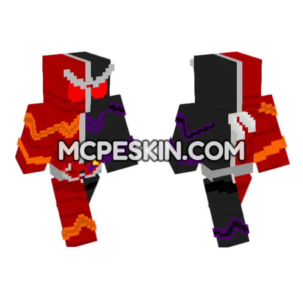 Kamen Rider W Heatjoker Minecraft Bedrock skin, front and back