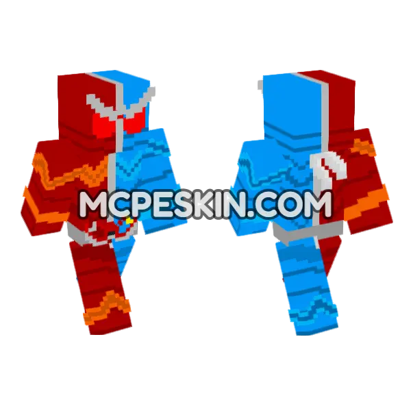 Kamen Rider W Heattrigger Minecraft Bedrock skin, front and back