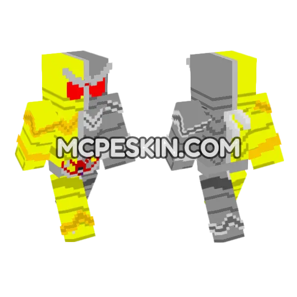 Kamen Rider W Lunametal Minecraft Bedrock skin, front and back
