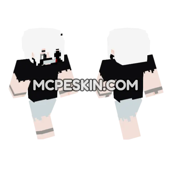 Kaneki After Jason Fight Minecraft Bedrock skin, front and back