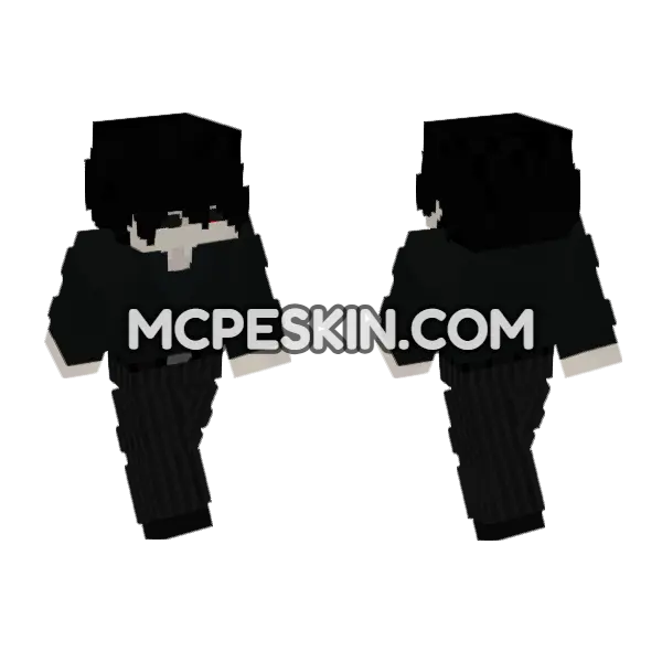 Kaneki Ken Black Reaper Form Minecraft Bedrock skin, front and back