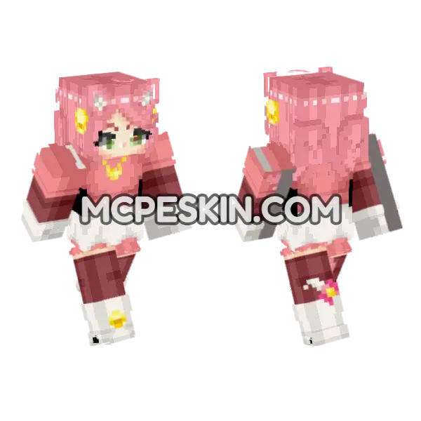 Kawaii Bunny Girl Minecraft Bedrock skin, front and back