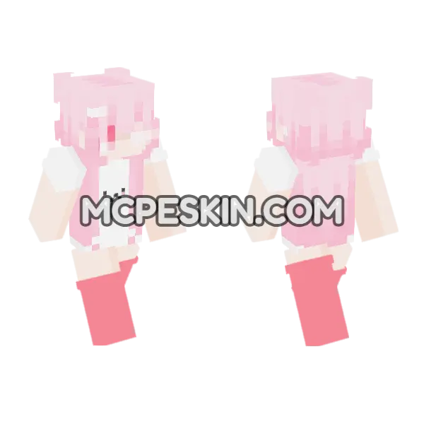 Kawaii Pink Haired Girl, front and back