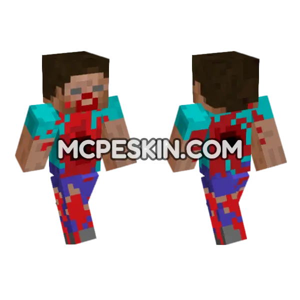 Keep Away Zombie Minecraft Bedrock skin, front and back