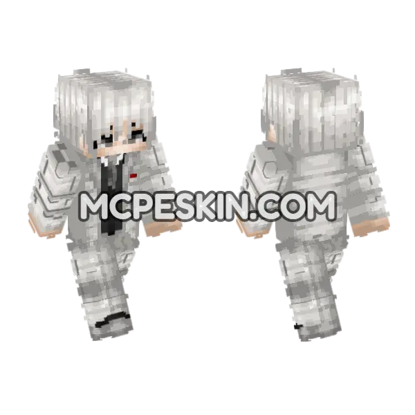Ken Kaneki Tokyo Ghoul Custom Minecraft Bedrock skin, front and back