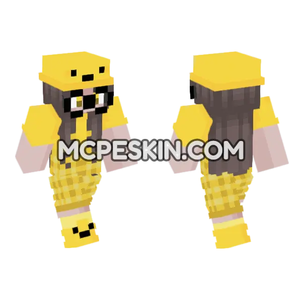 Kenoia Yellow Outfit Minecraft Bedrock skin, front and back