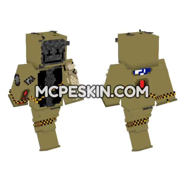 Khaki Mech Suit Minecraft Bedrock skin, front and back