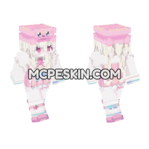 Kirby Girl Minecraft Bedrock skin, front and back