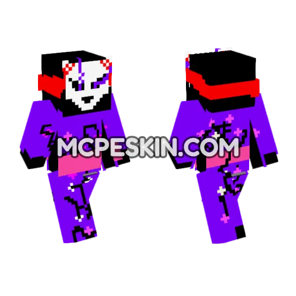 Kitsune Mask Kimono Minecraft Bedrock skin, front and back