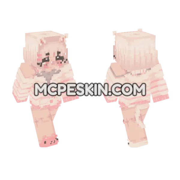 Kitty Girl Skin Minecraft Bedrock skin, front and back