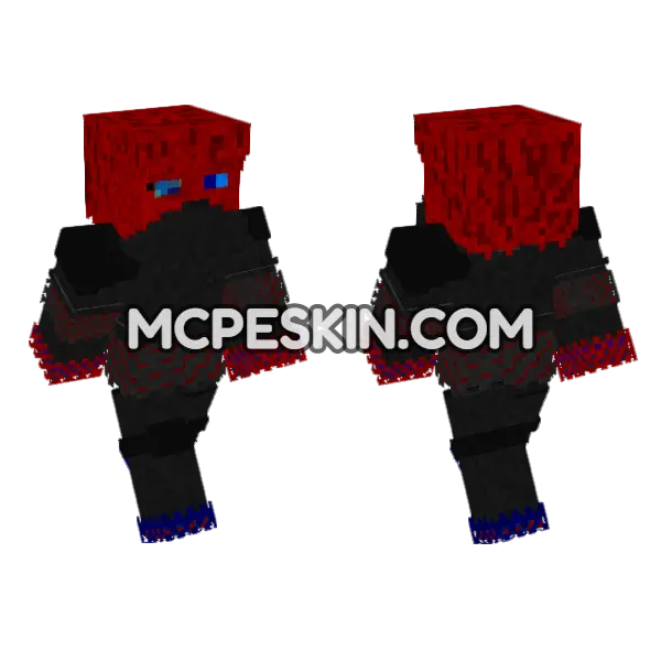 Kjur Red Outfit Minecraft Bedrock skin, front and back