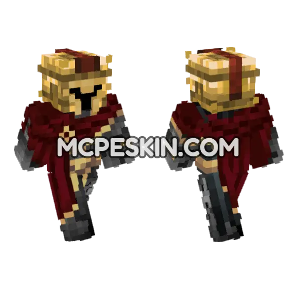 Knight Gold Armor Minecraft Bedrock skin, front and back