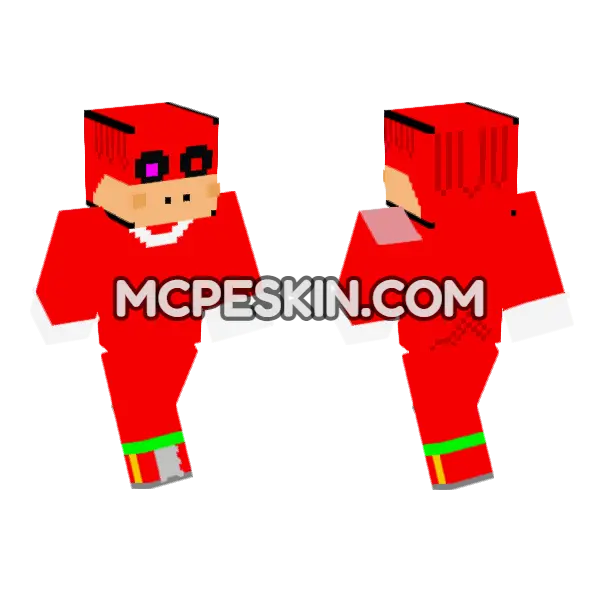 Knuckles Piggy Infected Minecraft Bedrock skin, front and back