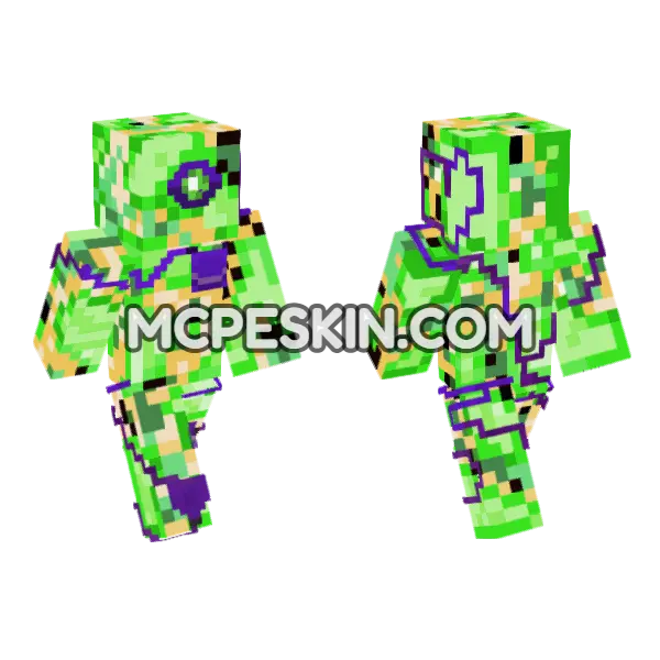 Koishi Steve Attack Mode Minecraft Bedrock skin, front and back