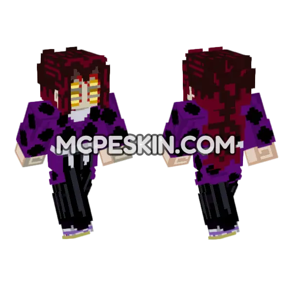 Kokushibo Infinity Castle Skin Minecraft Bedrock skin, front and back
