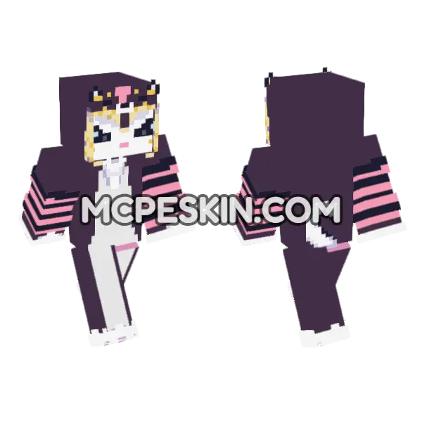 Kuromi In Shibu Onesie Minecraft Bedrock skin, front and back
