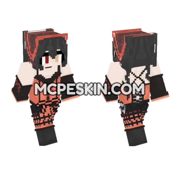 Kurumi Tokisaki Skin Minecraft Bedrock skin, front and back
