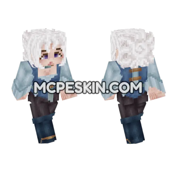 Lady Amalthea Blue Swashbuckling Minecraft Bedrock skin, front and back