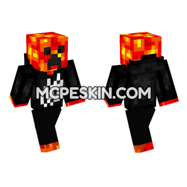 Lava Creeper Skin Minecraft Bedrock skin, front and back