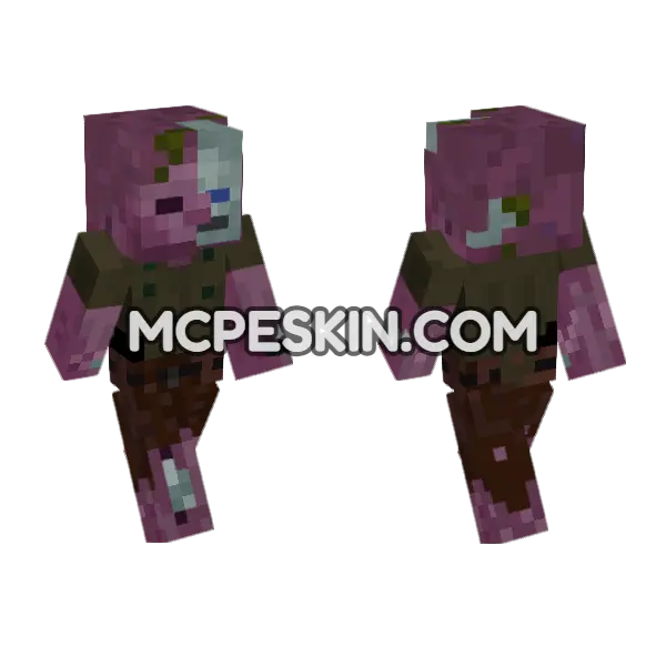 Lava Zombie Minecraft Bedrock skin, front and back