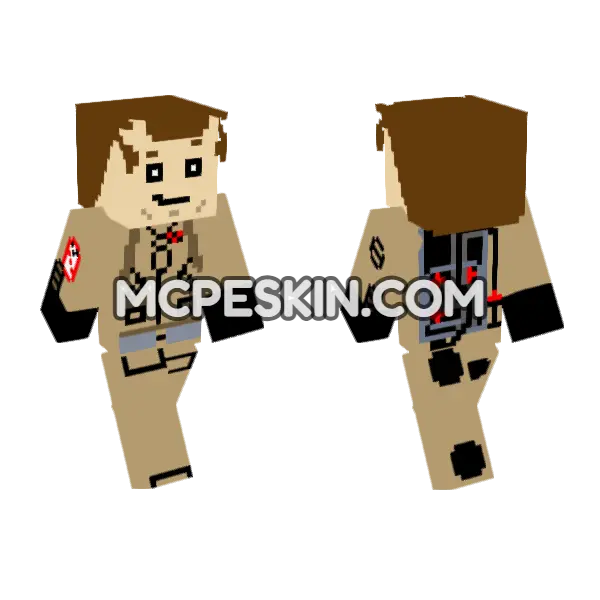 Lego Ghostbusters Peter Venkman Minecraft Bedrock skin, front and back