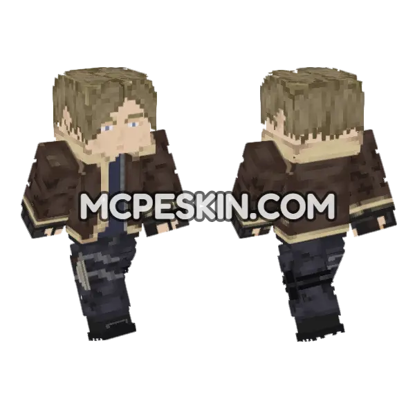 Leon RE4 Remake Minecraft Bedrock skin, front and back