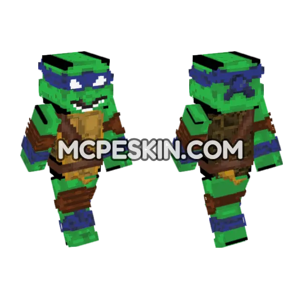 Leonardo TMNT Minecraft Bedrock skin, front and back