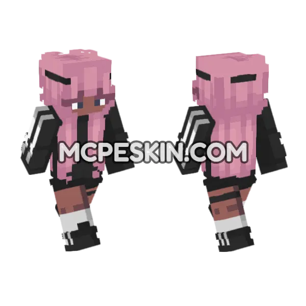 Leslie Pink Witch Minecraft Bedrock skin, front and back